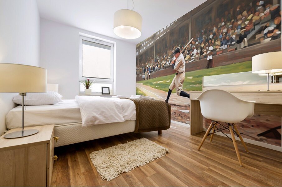 Babe Ruth at Bat Mixed Media Painting Mural print