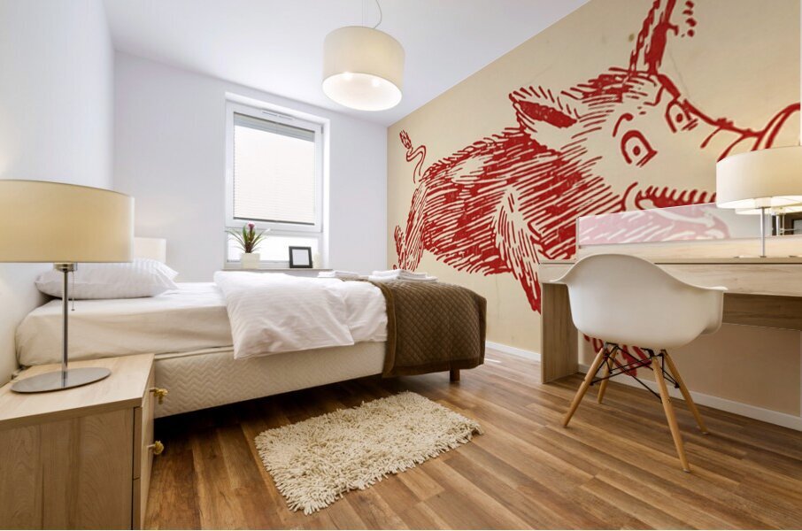 1930s Arkansas Razorback Cartoon Art Mural print