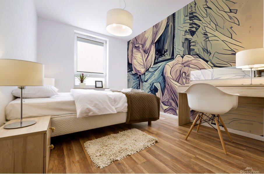 Arte 048 White roses Abstract Painting Mural print