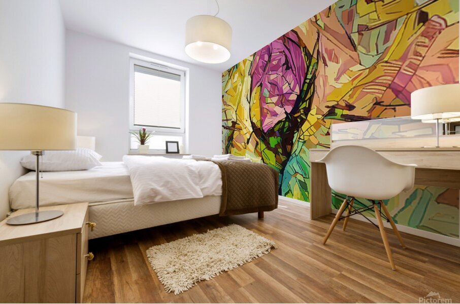 Arte 042 rose abstract pixelated Mural print