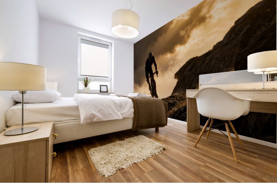 Into the Descent — Gravel Rider in the Storm Mural print