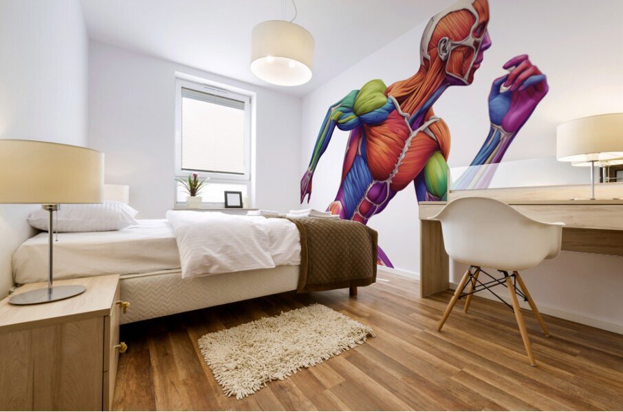 Spectrum Runner — Color-Coded Muscle Anatomy in Motion Mural print
