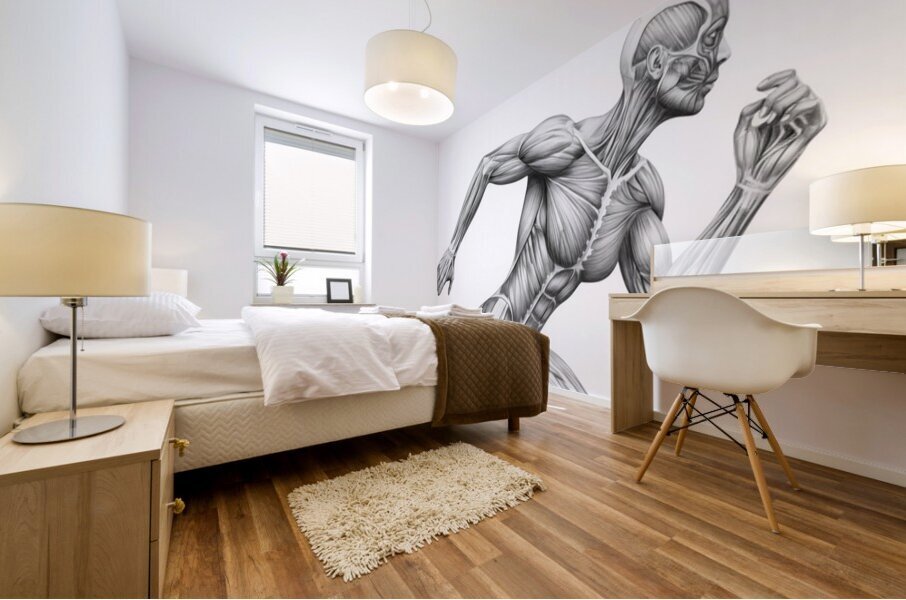 Anatomy in Motion — Graphite Female Runner Study Mural print