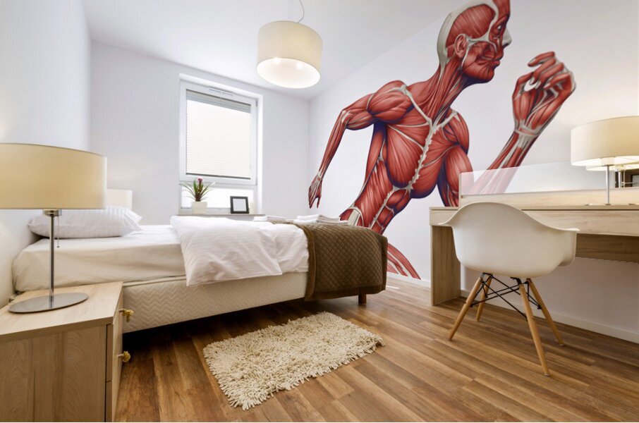 Power in Motion — Female Runner Muscular Anatomy Mural print