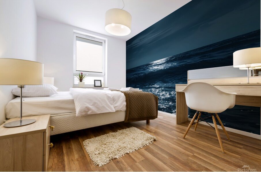 Full Moon Over the Ocean – Magical Night Seascape with Moonlight Reflection Mural print