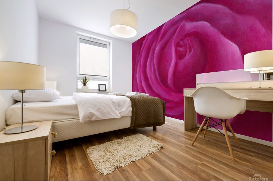 Pink rose spiral Mural print