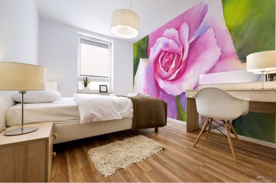 New Years Rose watercolor painting  Mural print