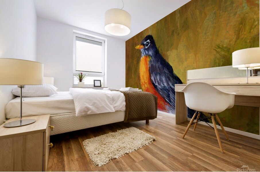 Portrait of a North American Robin Mural print