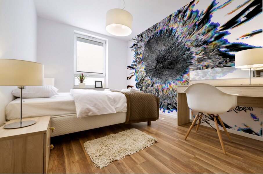 Monochrome Smeared Sunflower Head  Mural print