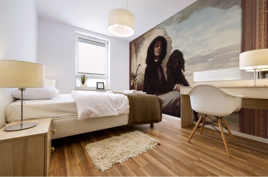 Autoportrait dit Courbet au chien noir Mural print