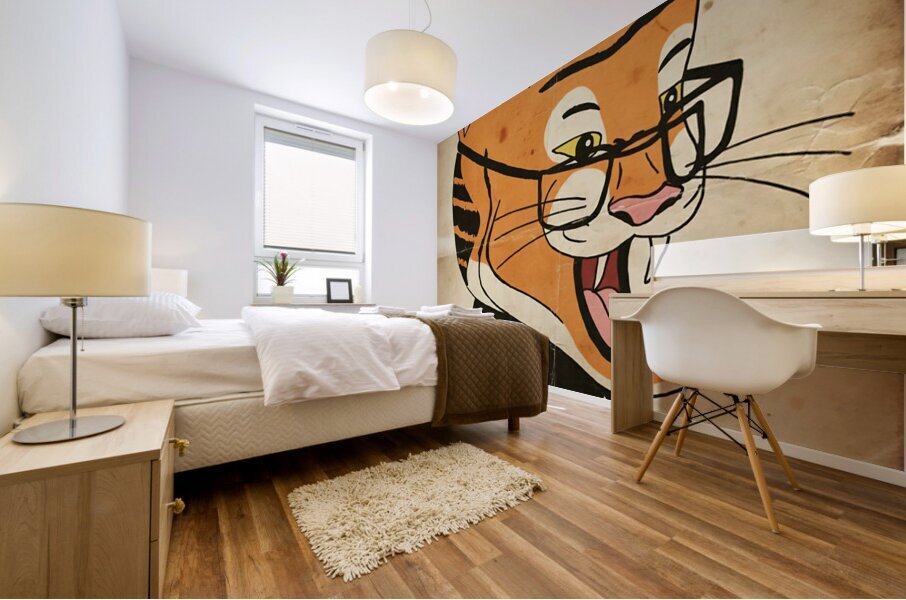 1950s Tiger in Glasses Mural print