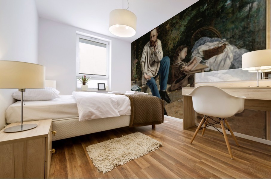 Pierre Joseph Proudhon et ses enfants en 1853 Mural print