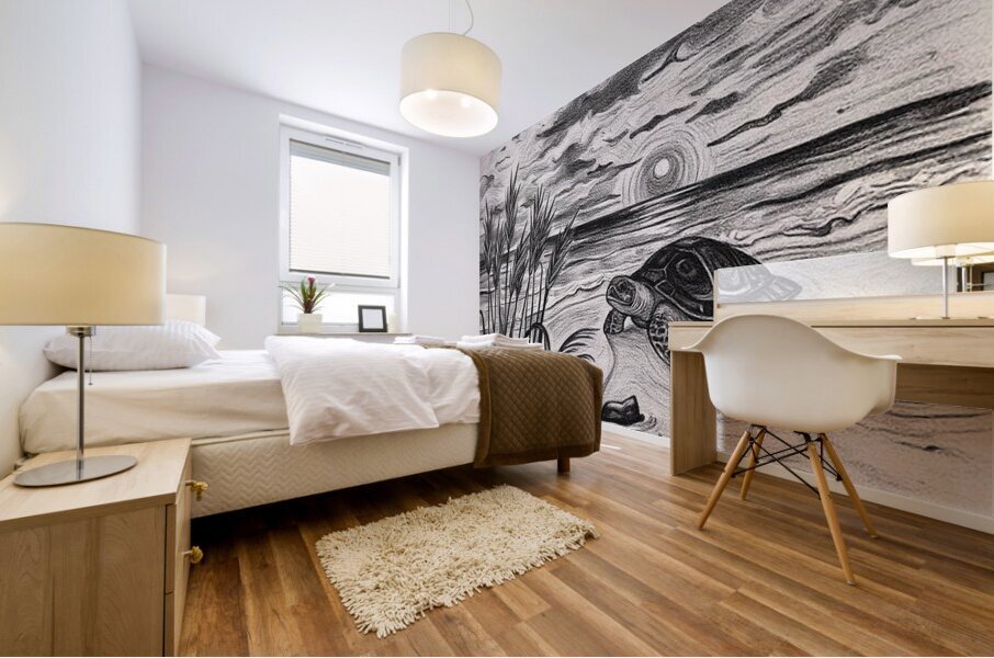 Sea Grass with Turtle at Sunset Oct 23 2025 at 1 25 12 PM Mural print