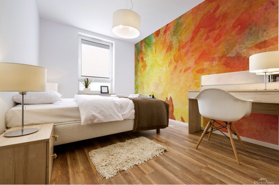 Two cats under a colorful sky Mural print