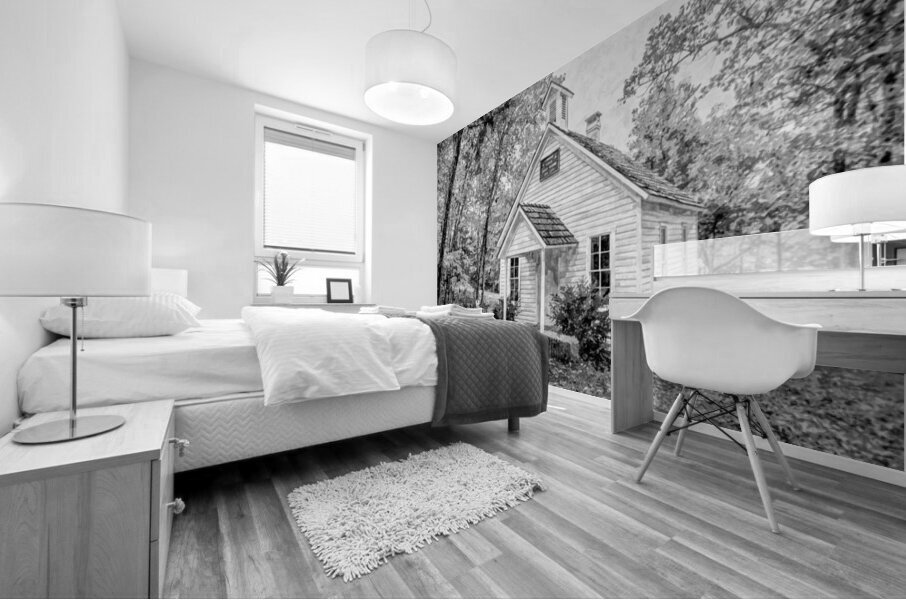 Old One Room Schoolhouse Concord Grayscale Mural print