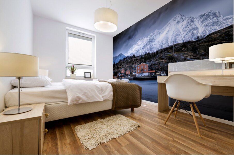 Lofoten Islands Coastal Village in Winter Mural print