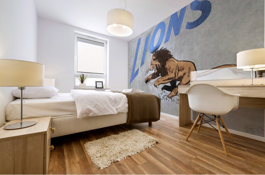 Detroit Lions Art from the 1950s Remixed by Row One Mural print
