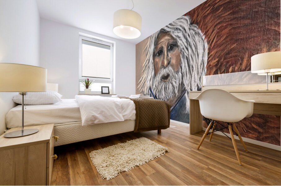 IMG 4233 Mountain man getting a hug by a grizzly Mural print