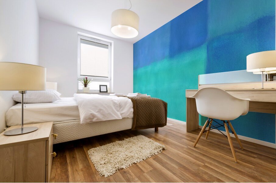 Summer blue 1 abstract acrylic painting Mural print