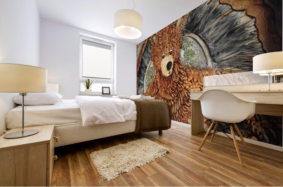 IMG 4296 -cute bear in  hollow log Mural print