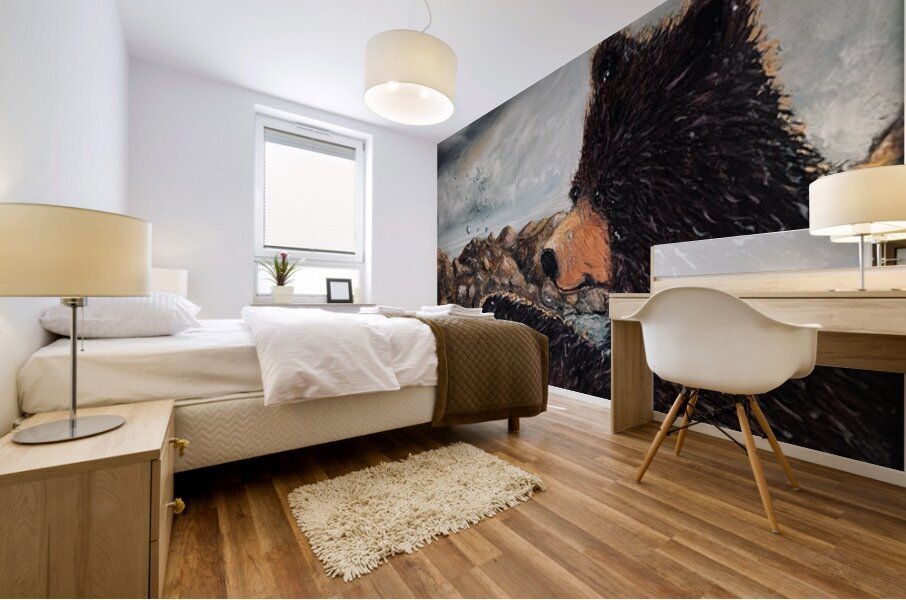 IMG 4224 Grizzly bears splashing in the water Mural print