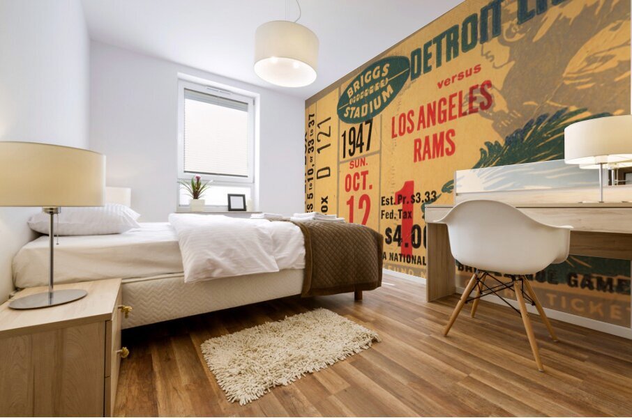 1947 LA Rams at Detroit Lions Ticket Art Mural print