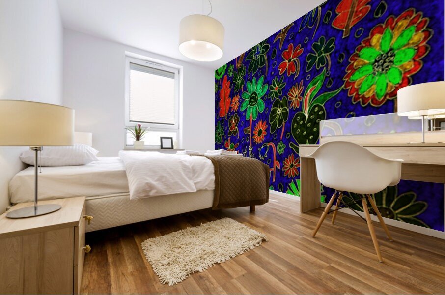 Abstract Dark Florals Mural print