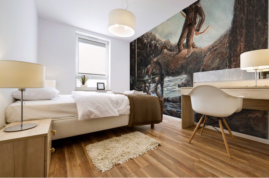 IMG  Mount Man found a way to get on a Cow moose Mural print