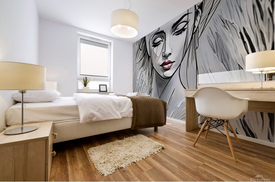 ArtXcl 342 woman sketch drawing Mural print