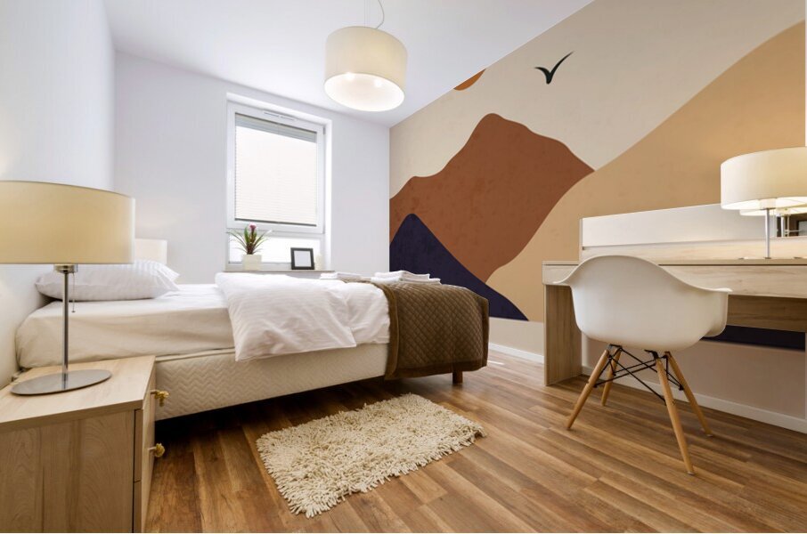 Day and night mountain landscape. b Mural print