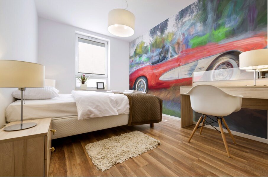 1961 Red Chevrolet Corvette Convertible 2 Mural print