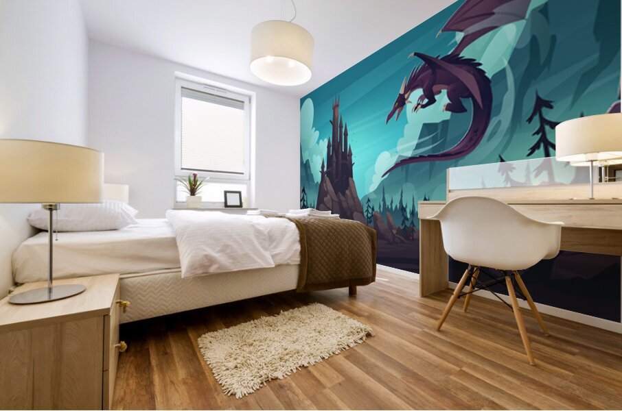Flying dragon Mural print