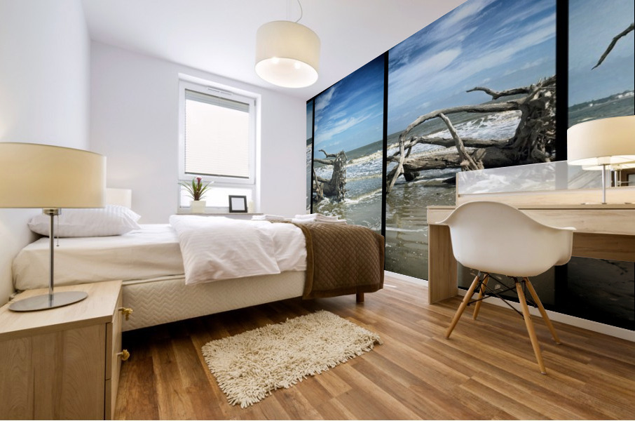 Driftwood Beach Panorama Quadtych Mural print
