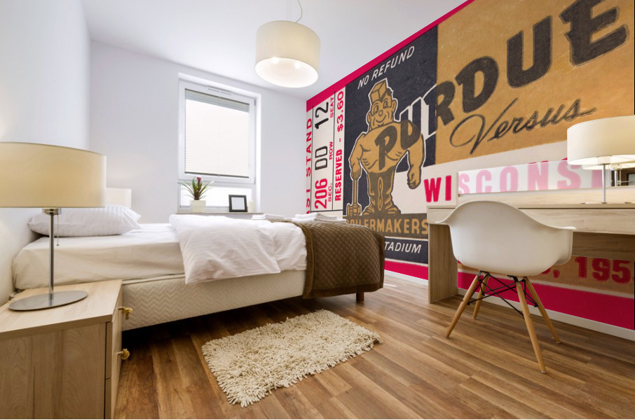 1955 Wisconsin vs. Purdue Football Ticket Canvas Mural print