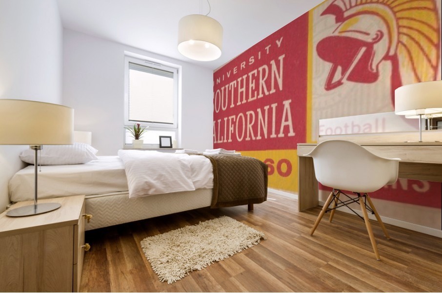 1960 College Football Season Ticket Art USC Trojans Alumni Season Book Reproduction Art Mural print