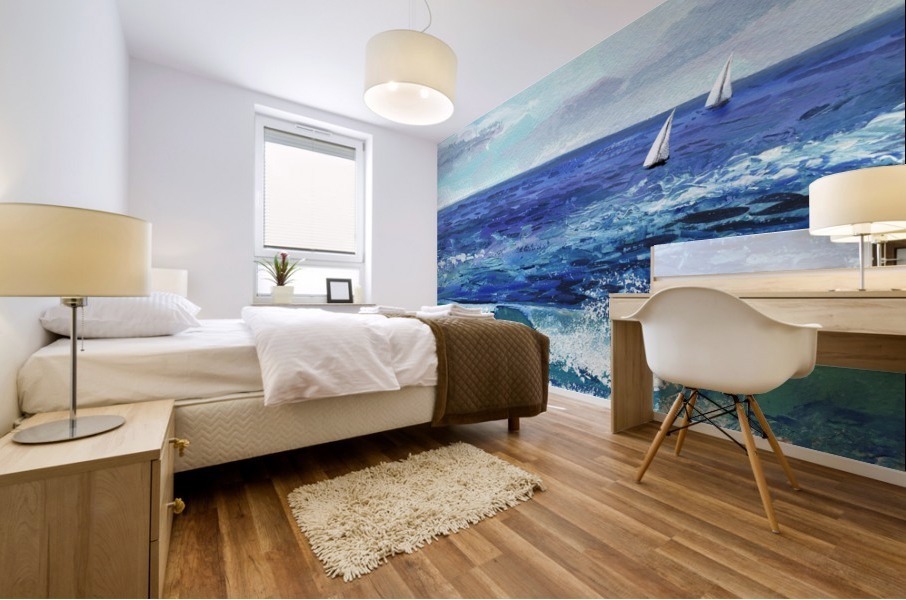 Two Boats In The Ocean Seascape Painting Mural print