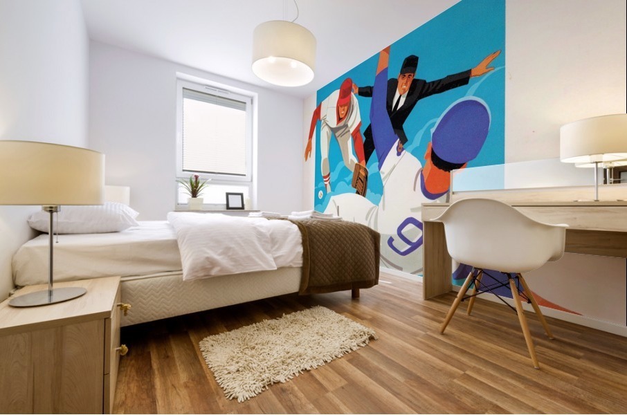 retro remix chicago cubs baseball wooden sign Mural print