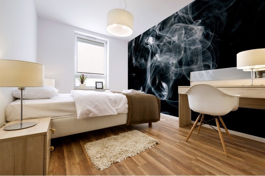 black and white fumaca Mural print