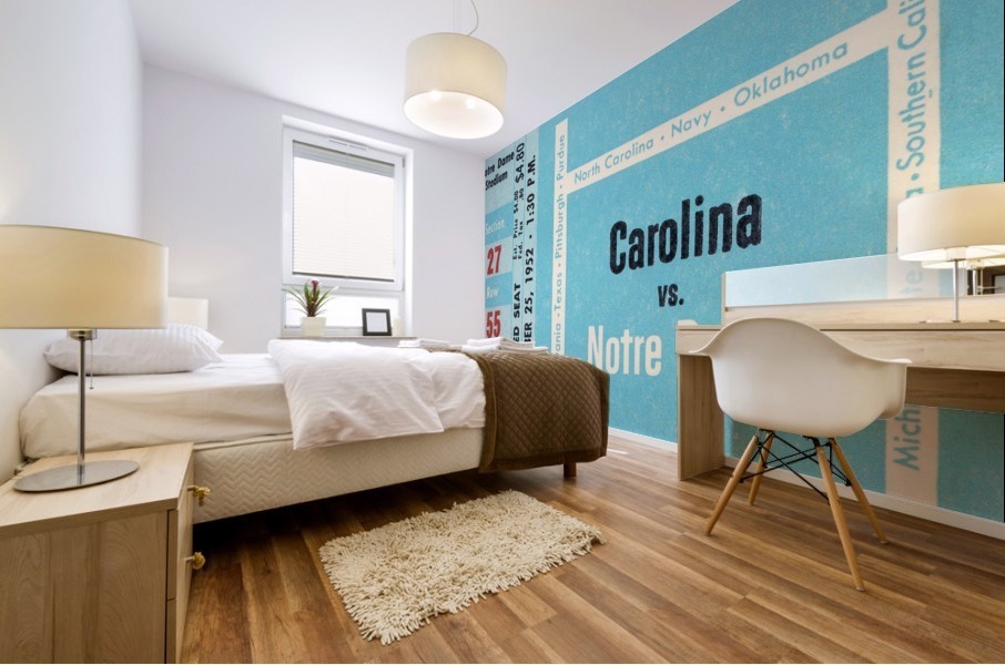 1952 north carolina tar heels notre dame irish college football sports ticket art south bend indiana Mural print