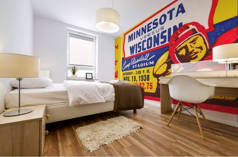 1938 wisconsin badgers football ticket stub art madison sports gift idea Mural print