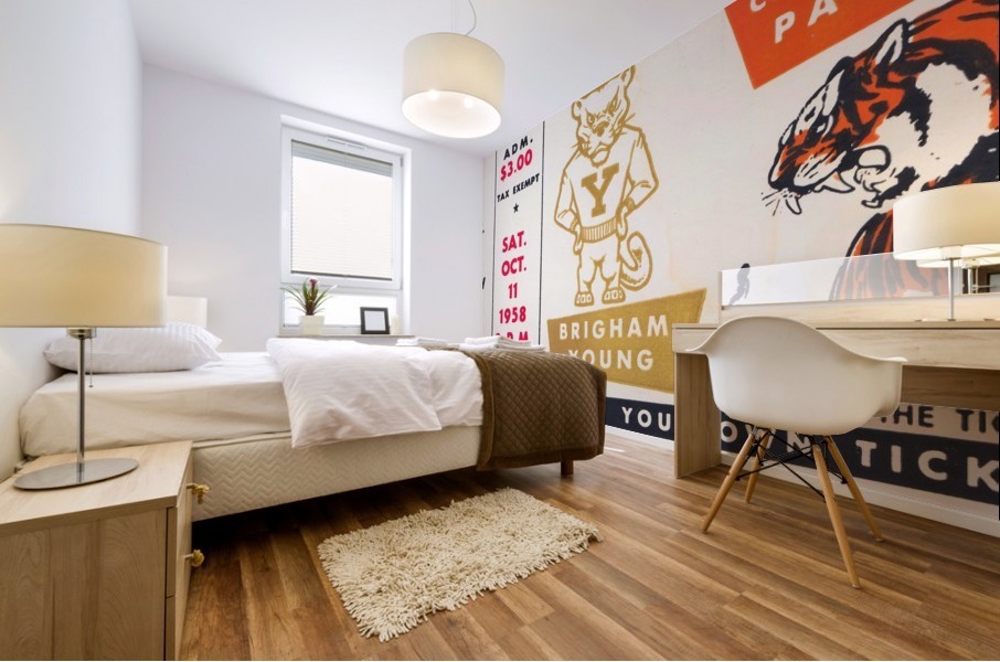 1958 college of the pacific brigham young football ticket art Mural print