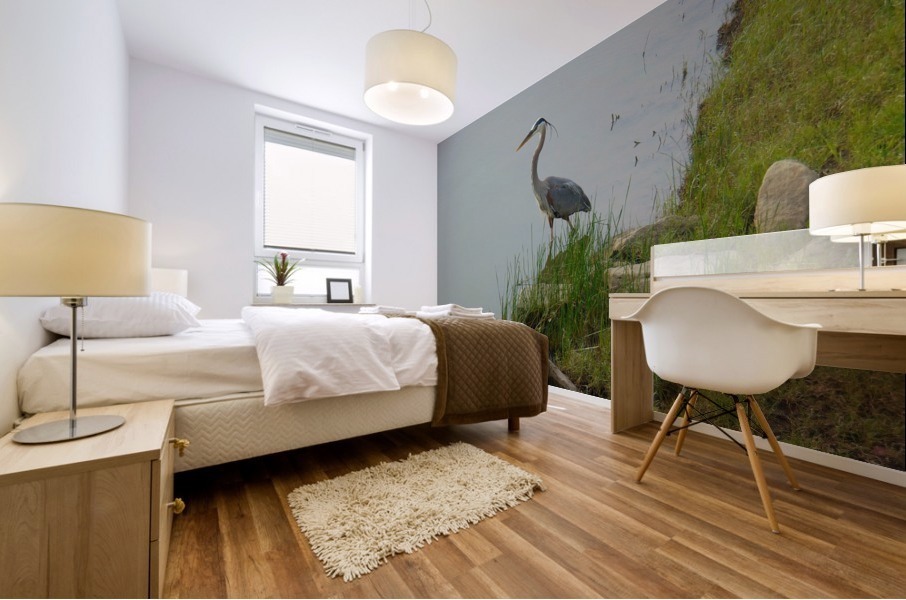 Blue Heron on the Shore Mural print