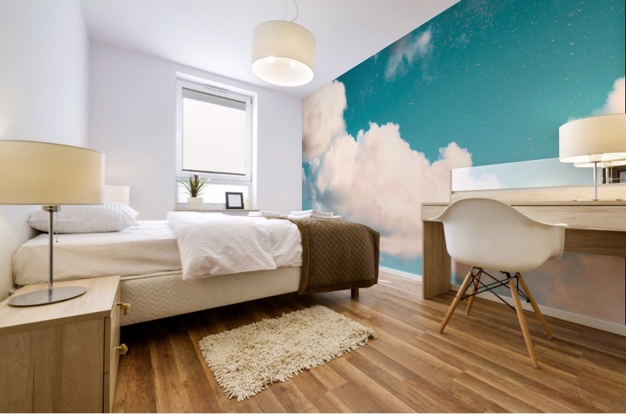 Beneath a steel blue sky Mural print