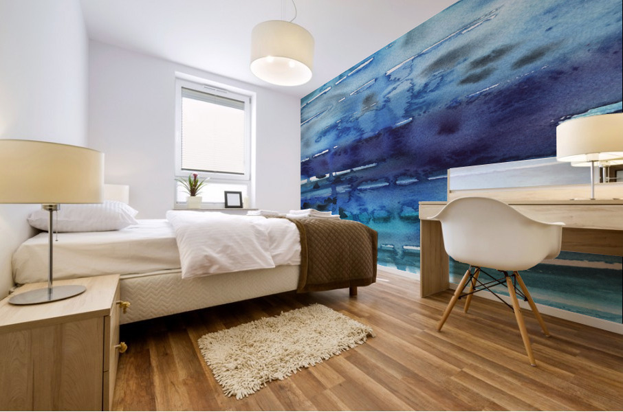 Abstract Blue Seascape Waves And Reflections Mural print