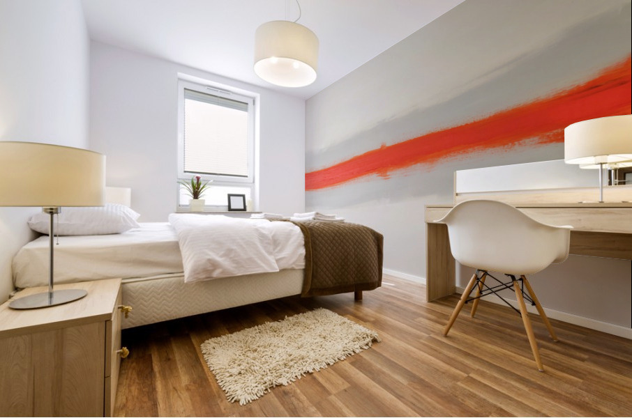 Orange Horizon on Gray. Sunset  Mural print