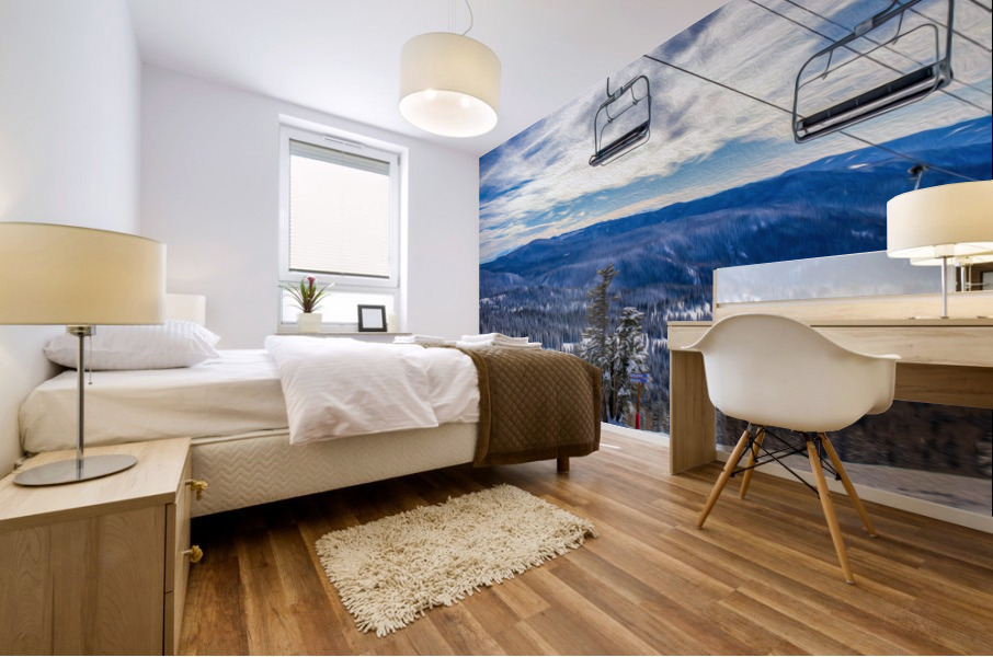 The Chairlift - oil painting Mural print