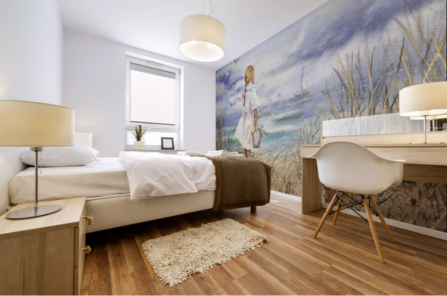 Art Collectors Favorite Girl And Ocean Painting  Mural print