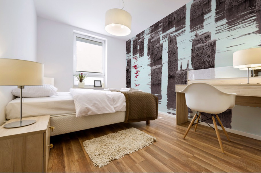 Abandoned Pier Black and White Mural print