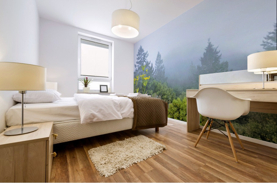 Foggy Mountaintop Mural print
