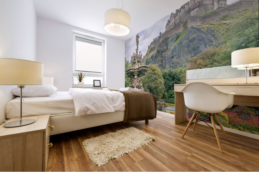 The Ross Fountain and Edinburgh Castle, Scotland Mural print